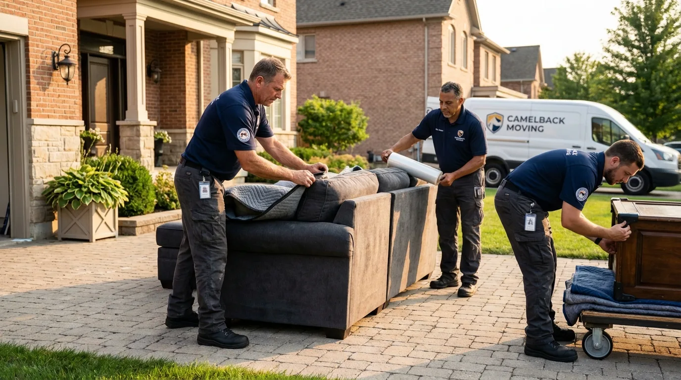 Large estate moving crew wrapping furniture in Creswell, OR