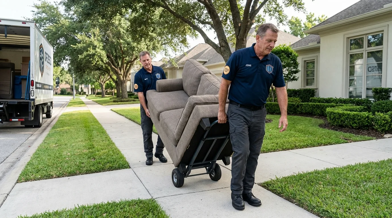 Local residential moving crew loading furniture in Creswell, OR